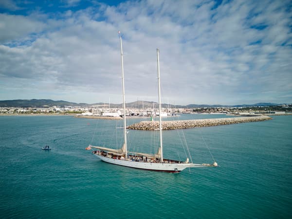 Adela departing Vilanova ahead of the Caribbean regatta season