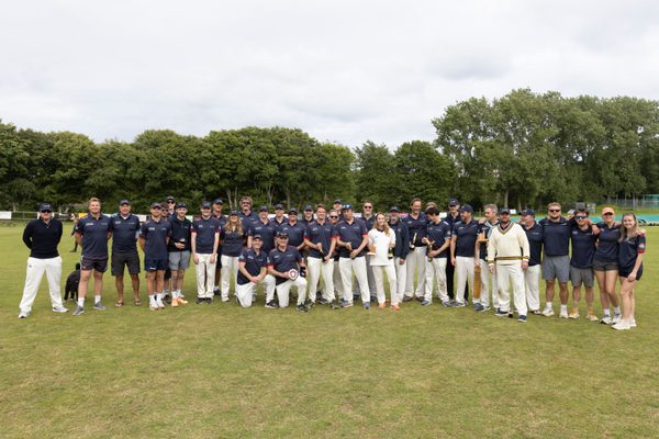 Team photo on the cricket pitch