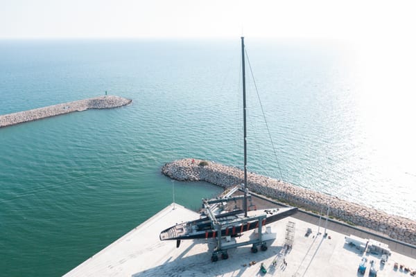 Ngoni ashore at Pendennis Vilanova after becoming the first yacht hauled out by the site's 620t travel hoist.
