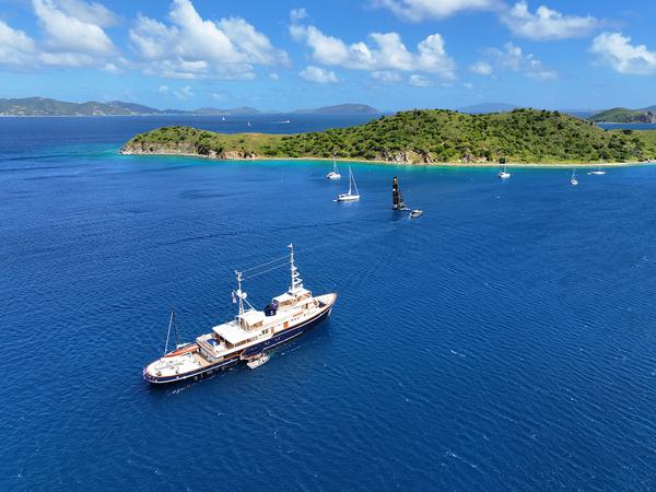1950’s 57m converted ocean-going motor yacht Seawolf following her Pendennis refit